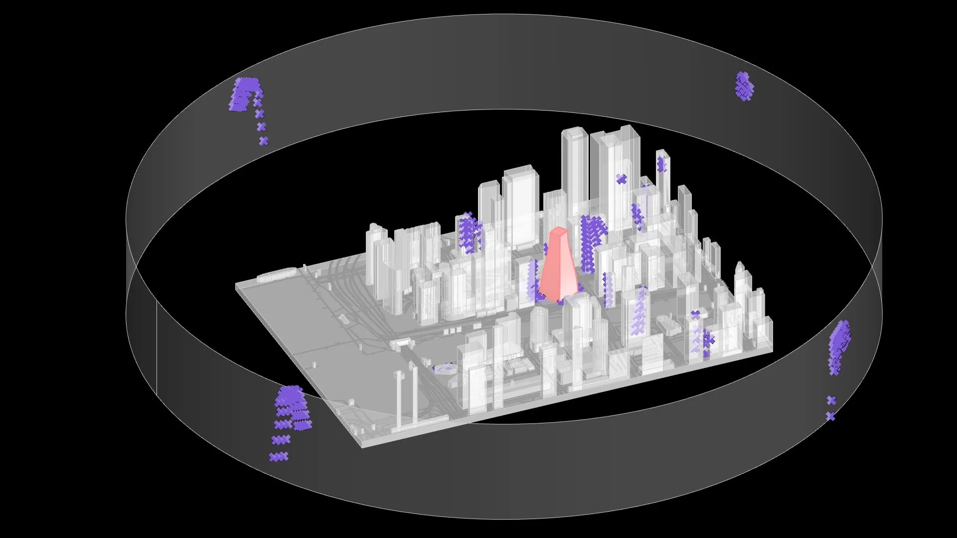 The tower within a ring of landmark targets