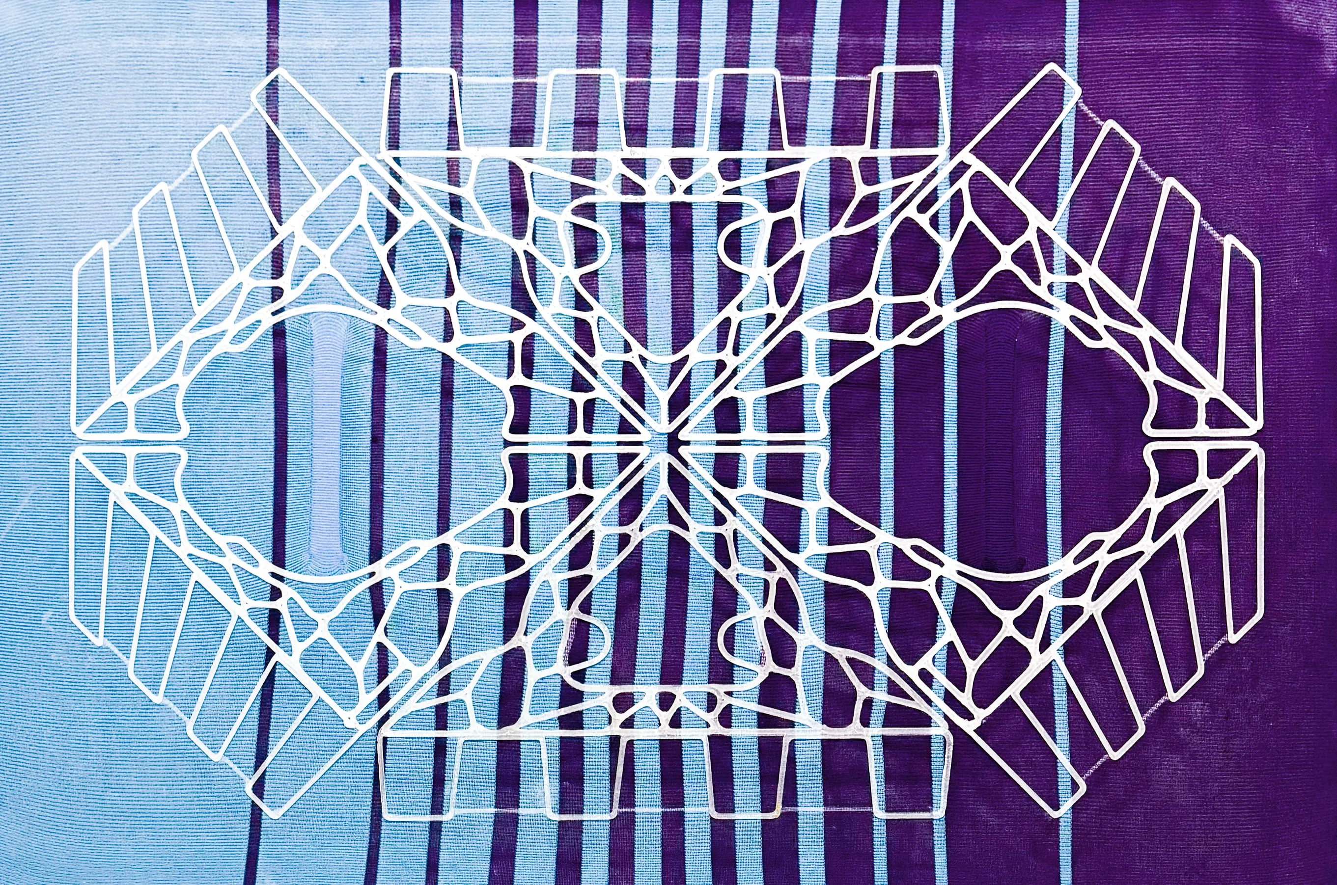 Printed thermoplastic pattern on purple knit