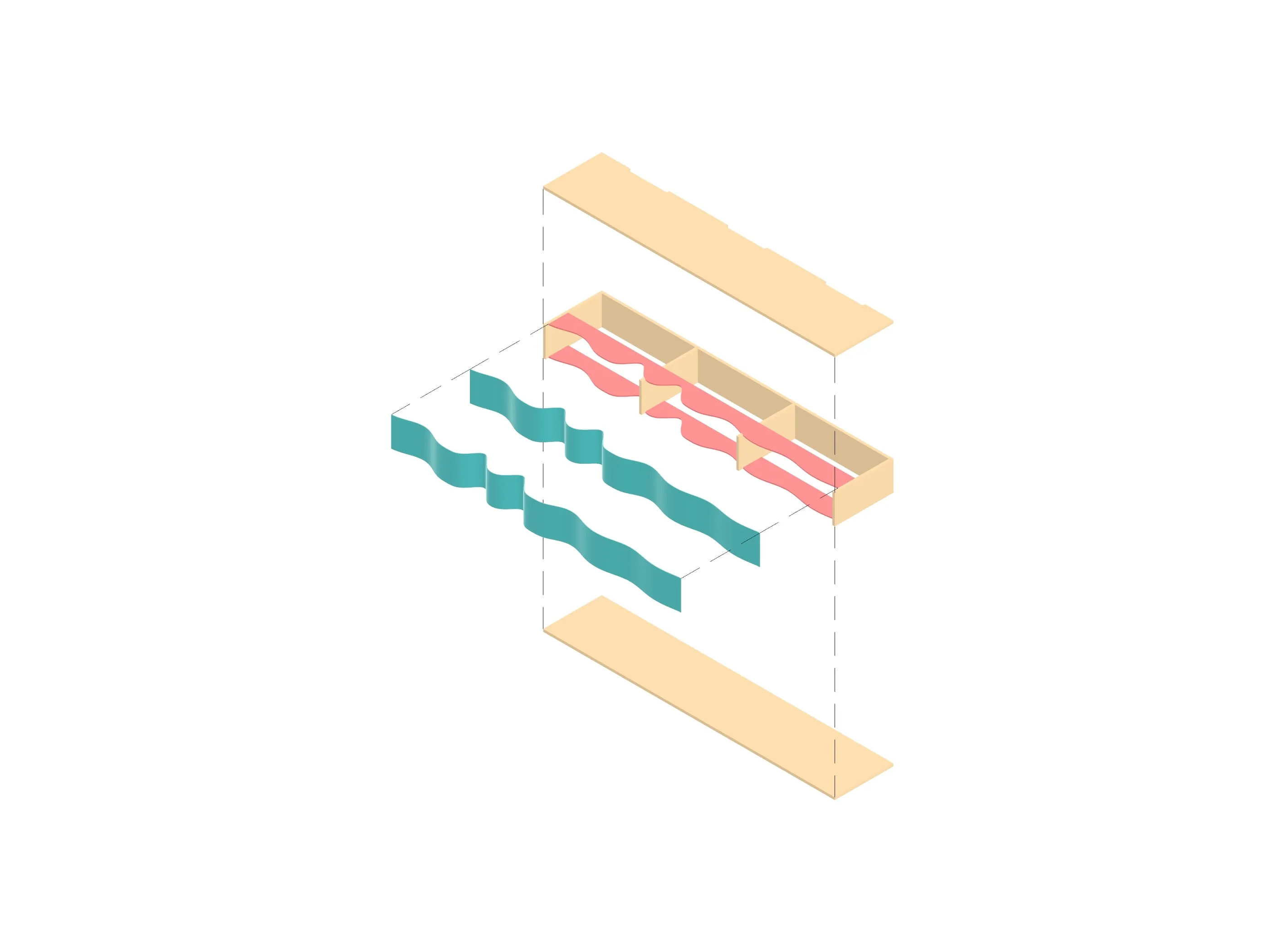 TV unit, exploded axonometric