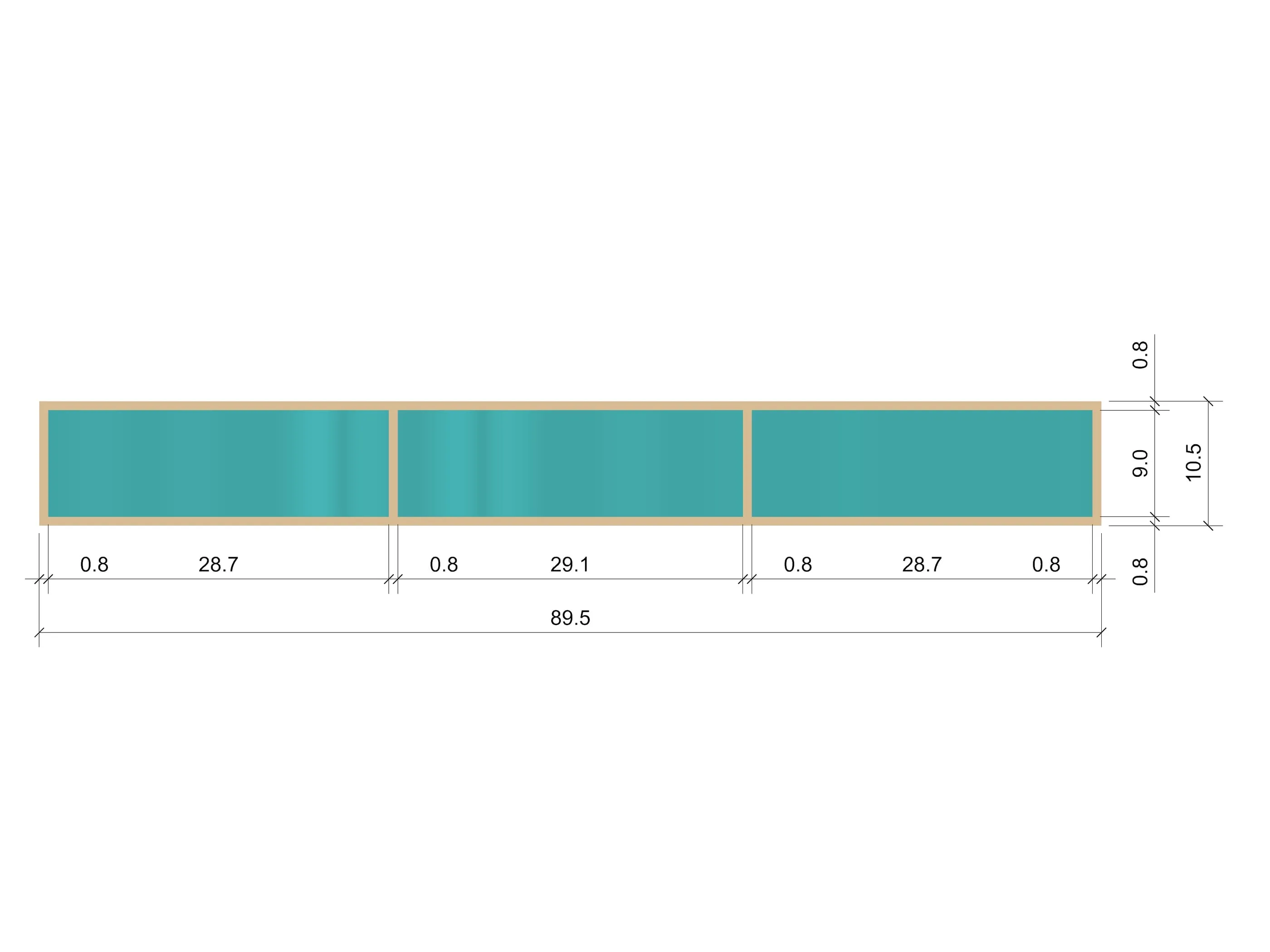 TV unit elevation with dimensions