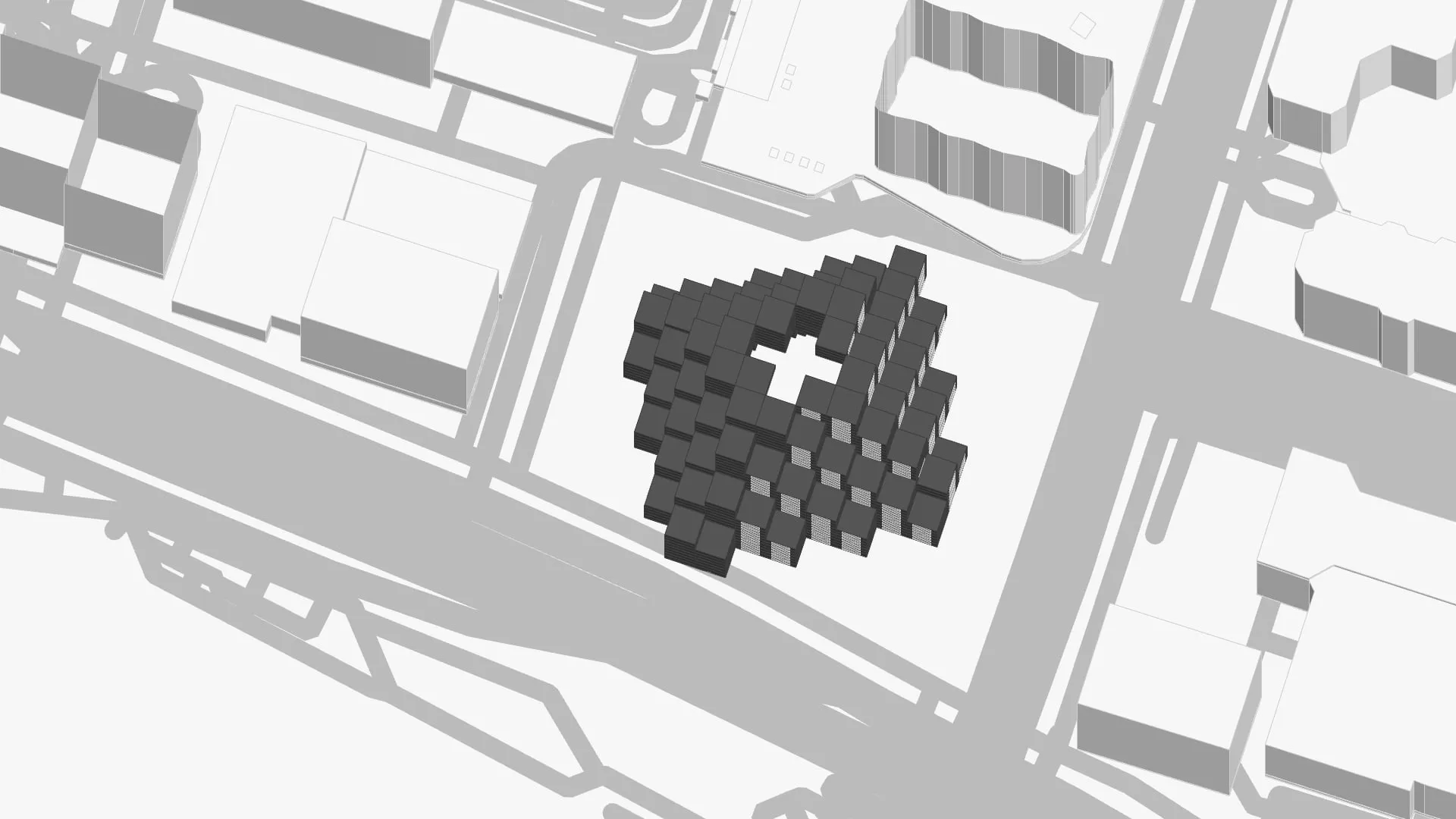 Plan view of the voxelised tower